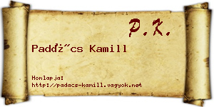 Padács Kamill névjegykártya